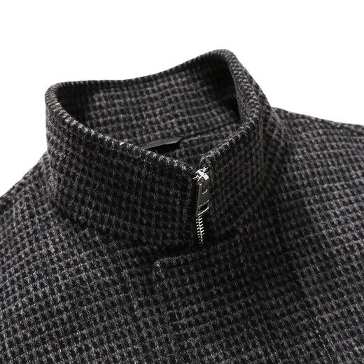 Sept vestes de loup collier masculin collier veste en laine d'hiver pour hommes en noir et blanc petit plaid en laine de vent de vent.