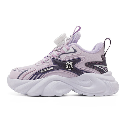 Babudou children's shoes winter children's sports shoes plus velvet and thickened girls' running shoes 106545176 candy purple/dark purple 34
