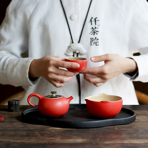 Wanqiantang (Edenus) high-end tea set Kung Fu tea set ceramic fruit tea set persimmon teapot tea tray tea cup everything goes well