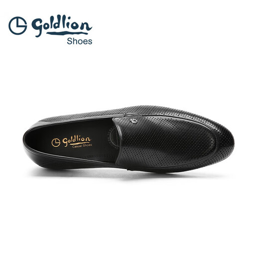 Goldlion men's shoes loafers punched breathable sandals business casual shoes G580420170AAD black 40