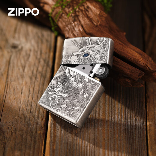 ZIPPO打火机正版熏银深雕月下猫语煤油防风礼物送朋友 月下猫语【新机无油】DY9902TZ