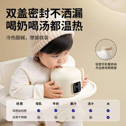 宝宝婴儿专用辅食碗恒温Ti钛钢恒温碗6025+适配器