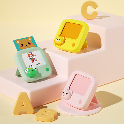 GEEKPAPA Children's Learning Literacy Early Education Machine Chinese English Pinyin Ancient Poetry Story Card Reader Enlightenment Toys Pink Pig Early Education Machine (Standard Version English Card)