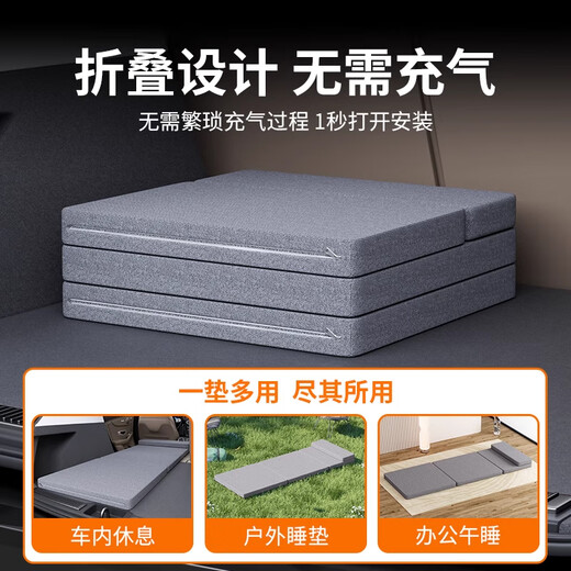 Shantoulin Village car single bed car SUV special folding mattress on car sleeping artifact trunk leveling mat sleeping mat d Navy blue 5cm thick [60CM*180CM]