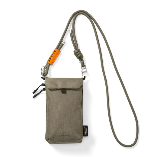 SANWA SUPPLY Fashion One-Shoulder Crossbody Mobile Bag CORDURA Wear-resistant Dual Machine Storage Bag Outdoor Bag Large Capacity Water Bottle Vertical Gray Tea Green
