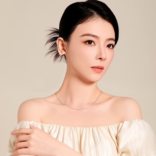 Mengjinyuan Platinum Necklace PT950 Platinum Car Flower Sparkling O-shaped Chain Clavicle Chain Versatile Birthday Gift for Girlfriend Weight Approximately 2.80g Chain Length Approximately 45cm