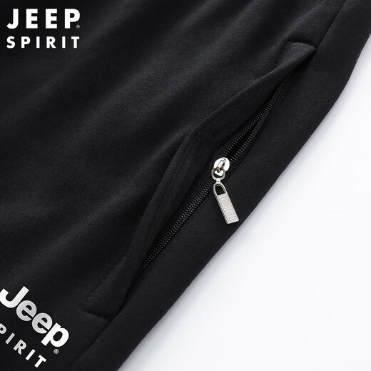 JEEP SPIRIT Jeep sports suit men's sweatshirt spring and autumn men's casual running jacket two-piece set men's dark gray XL