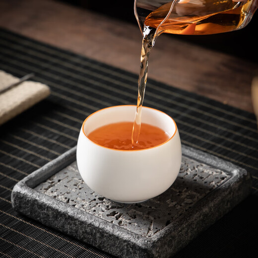 Gold inlaid jade tea cup master cup tea set white ceramic Ru kiln can be grown and opened to give a gift box white Ru Luohan cup