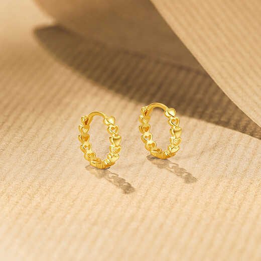 Saturday Fortune (ZLF) yellow 18K gold earrings for women, love earrings, gold simple fashion earrings for girls, a pair of earrings
