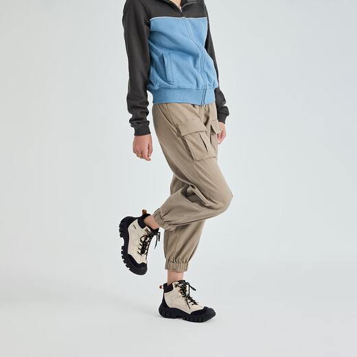 Jeep Martin Boots Women's 2025 New Autumn and Winter Outdoor Hiking and Mountaineering Shoes Thick-Soled Work Boots British Style Velvet Short Boots Black Gray 38