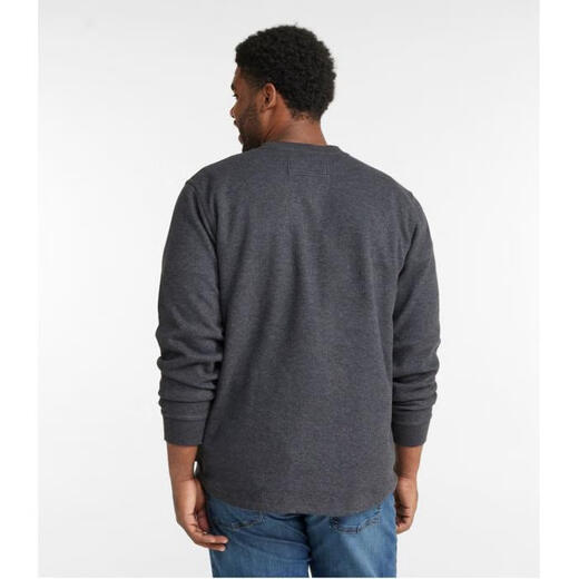 L.L.Bean men's sweater Henry shirt casual sports pullover autumn and winter velvet thickened warm top middle-aged and elderly dad wear Green Heather green L suitable for bust 116-122CM