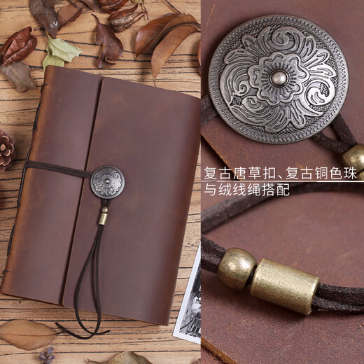 一本时光真皮家庭版相册拍立得情侣DIY影集自粘贴式定制复古宝宝成长纪念册创意手工礼品 B6内页黄色卡纸+防潮隔页(可放120张5寸照片)