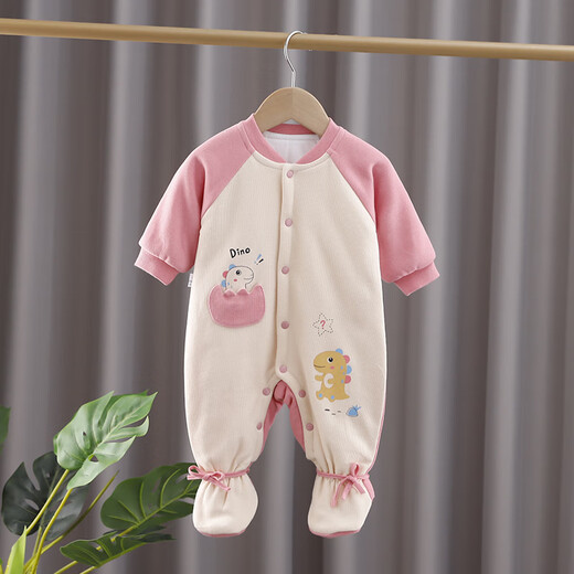 婴儿冬款连体衣夹棉冬装外套秋冬季连脚棉服新生衣服冬天棉衣薄棉 S350轻软薄棉黄色 73cm 6-10个月宝宝