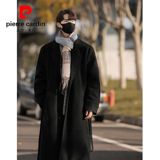 皮尔卡丹（pierre cardin）毛呢大衣男士秋冬加棉加厚高级西装妮子外套德式英伦风衣中长款 灰色 M