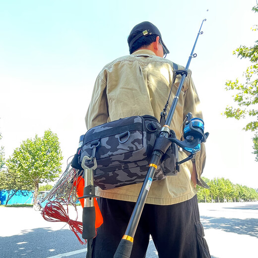 MPPMCK Lure Bag Multifunctional Lure Waist Bag Crossbody Bag Large Capacity Fishing Rod Bag Storage Bag Fishing Gear Bag Waterproof Fishing Bag Camouflage Color - Thickened Waterproof and Wear-Resistant Material