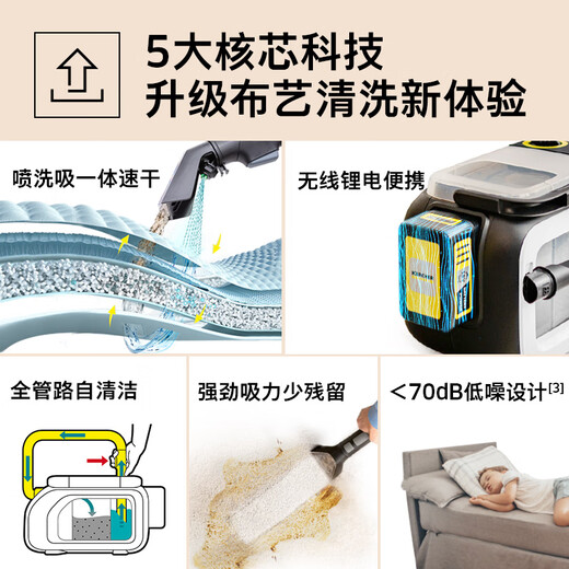 KARCHER German Kach wireless fabric sofa cleaning machine spray and suction integrated home carpet mattress desktop cleaning machine SE3-18 dual battery version originally imported