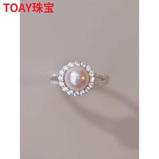 TOAY strong light freshwater pearl S925 silver ring ring simple personality temperament niche gemstone strong light freshwater pearl silver ring