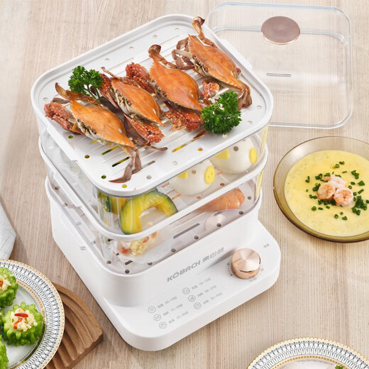 Konbach electric steamer 12L large capacity anti-dry design food grade material separated anti-odor pot second heat anti-dry electric steamer beige 25cm