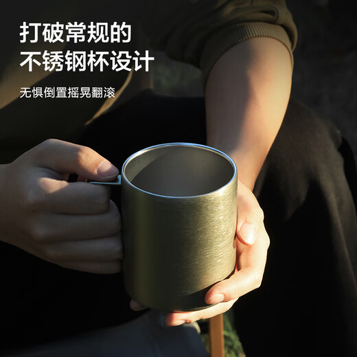 Made in Tokyo, stainless steel double-layer insulated desktop mug 420mL outdoor camping water cup 304 coffee cup silver gray