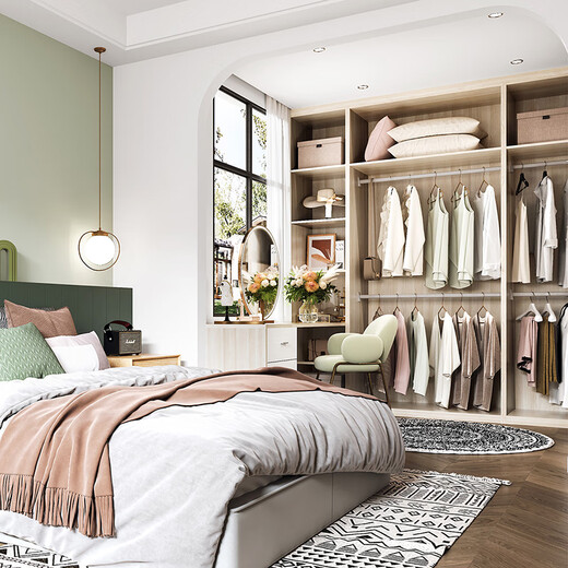 Sofia whole house customization 22 packages Nordic style bedroom furniture wardrobe cloakroom TV cabinet combination entrance shoe cabinet package price