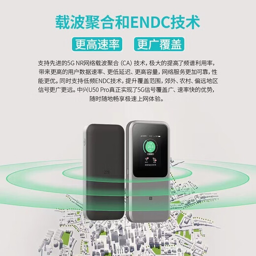 ZTE U50 Pro 5G portable wifi6 mobile accompanying 4g router plug-in truck-mounted wireless network card traffic card wireless broadband Unicom Telecom ZTE U50 Pro+ single network annual package enjoys 1500G per month