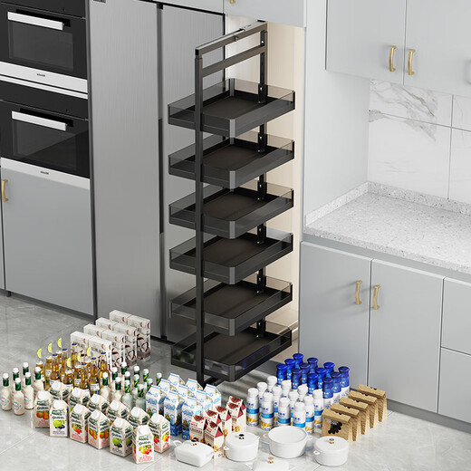 Qianju Küchenschrank hoher Schrank Pull Cork Auszugsart hochtiefe Monster Kühlschrank Seite Schmaler Gap Snack Snack Pull Basket 56 Deep 56 Tief-200-Schrank 4. Stock (Höhe 1285-1585 mm)