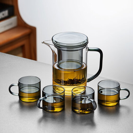 美斯尼 茶杯茶水分离杯玻璃杯茶杯带盖杯子办公家用带过滤加厚耐热茶杯 大号墨客杯690ml