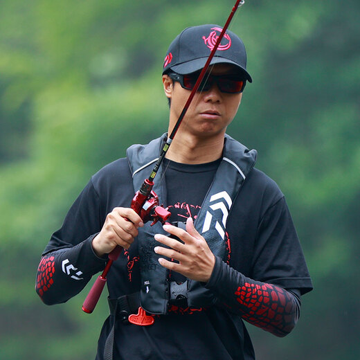 DAIWA 23 new inflatable buoyancy vest/waist bag, automatic inflatable portable life jacket, Luya fishing clothing, black rice color-vest style, one size fits all