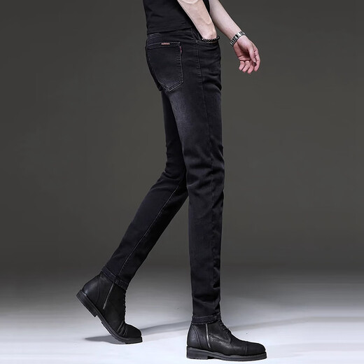 Western Tour Jeans Men 2025 New Pants Men Trendy Retro Small Foot Men's Pants Stretch Casual Pants Men Customized 1049 Gray XXS 36