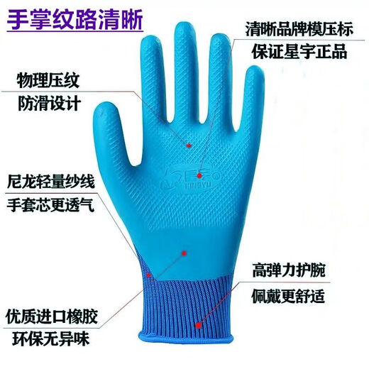 Xingyu Xingyu Xingyu Usted Guantes físicos en relieve Físico Protección resistente al desgaste de ala de trabajo y anti-Slip A688 Tamaño mediano 1 A688 Medio derecho de 12 piezas Tamaño igual