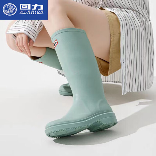 Huili Regenstiefel für Frauen Erwachsene Mode tragen hohe wasserdichte und glätselige Wasserschuhe an regnerischen Tagen weicher Sohle-Kee-resistenter Regenstiefel Mint Green 36