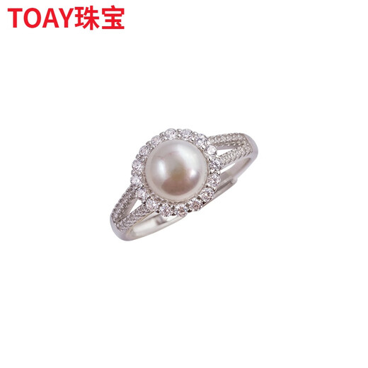 TOAY strong light freshwater pearl S925 silver ring ring simple personality temperament niche gemstone strong light freshwater pearl silver ring
