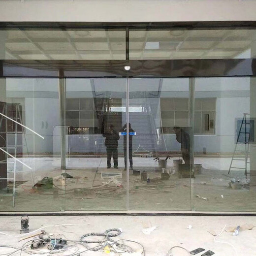 广州自动感应门玻璃平移门定制 从化自动电机电动平移门厂家 军绿色