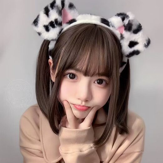 Mr. Ouyang's cartoon brown puppy headband plush simulated Dalmatian dog ear headband live broadcast cos comic exhibition performance props female brown dog headband A10-101