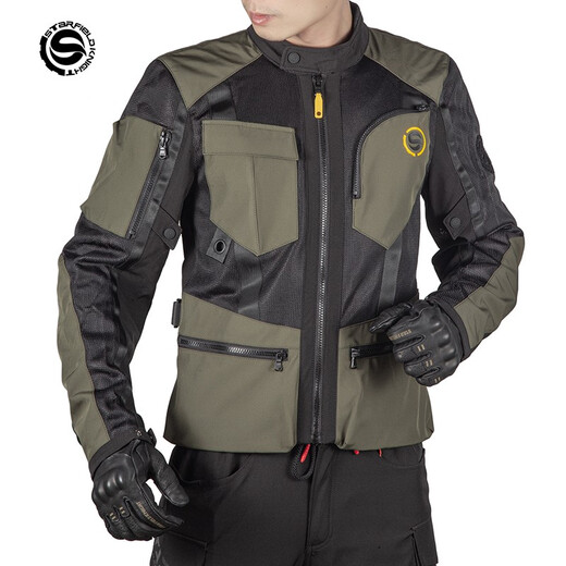 Star Knight Summer Riding Traje de motocicleta motocicleta Equipo de motocicleta Racing Anti-caza Anti-caza transpirable para hombres resistente a la chaqueta de malla masculina juego de traje funcional skj-826 verde M