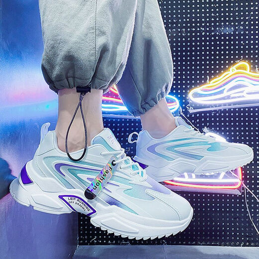 Brand Herrenschuhe Sportschuhe Laufschuhe Herrenschuhe 2024 Frühling Neue vielseitige trendige lässige Laufschuhe Junge koreanische Stil Teenager Herrenschuhe x9920 Weiß Lila 37