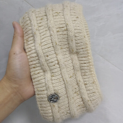 UKCF Woolen Hat Women's Autumn and Winter Revealed Hair Ponytail Hat Plus Velvet Revealed Ponytail Winter Topless Rabbit Fur Knitted Hat Black Leakable Ponytail Headband One Size Elastic