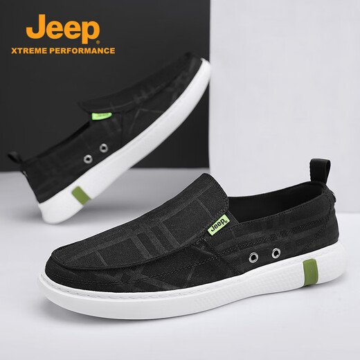 Jeep men's shoes for summer breathable canvas shoes soft-soled lazy shoes middle-aged dad shoes old Beijing cloth shoes men beige single-layer sports shoes size 40 (250mm)