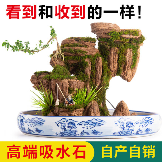 SMVP boutique indoor natural absorbent stone landscaping water stone ornaments landscape bonsai flowing water rockery micro landscape peaks competing (complete set)