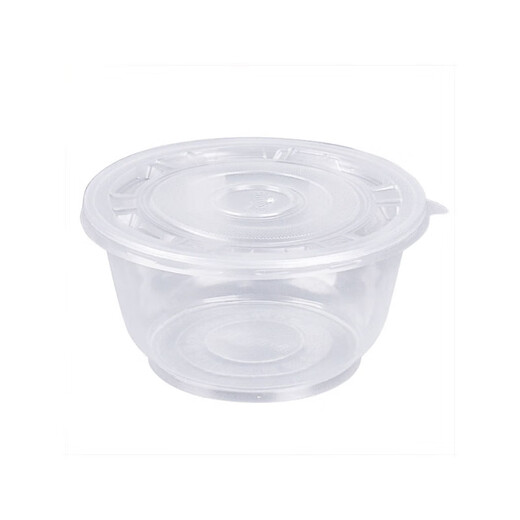 Qiantun disposable bowls, chopsticks and bowls, plastic household small bowls, round lunch boxes with lids, packed lunch boxes, tableware, ice powder merchants, 142 lids, suitable for 700-1000 bowls, 50 pcs
