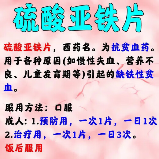 力玖 硫酸亚铁片 补铁补血改善贫血 贫血药补血补铁缺铁性贫血 补血药贫血药 贫血补血女 100片 2盒装【贫血补血女】