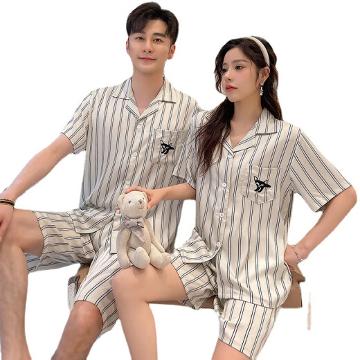 Yiman'an -Paar Pyjamas für Frauen in Sommereiseisen -Shorts Shorts Summer Home Clothing Koreanische Version Plus Größe Frauenpaar Anzug 9197 Weiße L Männer