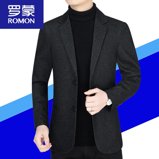 Luo Meng light luxury high-end men's woolen suit men's jacket 2025 autumn and winter new middle-aged casual slim suit new product 913 black 180/XL 135-150Jin Jin equals 0.5 kg