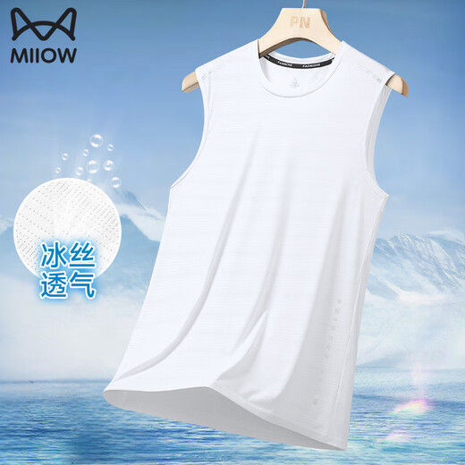 
Catman (MiiOW) ice silk sports vest for men summer casual quick-drying mesh breathable sleeveless T-shirt for men large size loose fitness suit