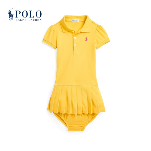 Polo Ralph Lauren Baby Girls Classic Polo Dress and Bloomers RL40953 P 700-Chrome Yellow 90 (24M)
