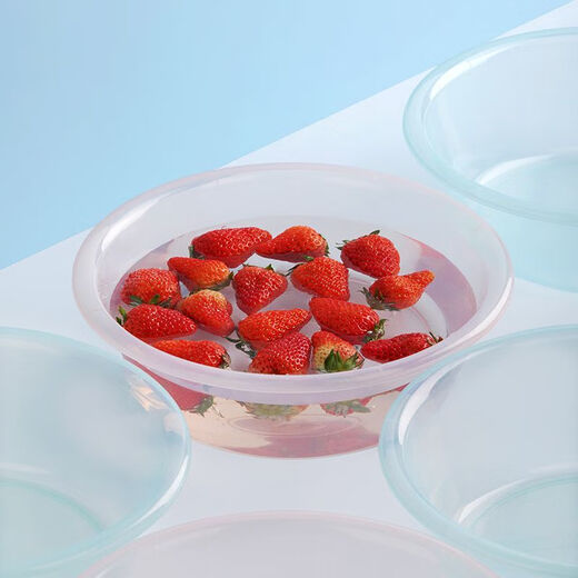 Camellia (CHAHUA) basin food-grade kitchen vegetable and vegetable basin fruit basin transparent plastic basin thickened washbasin baby washbasin pink + blue 30cm
