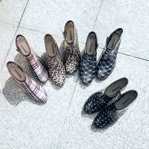Abba Frühlings- und Sommerregenschuhe Frauen wasserdichte High Heel-Regenstiefel Kurzzylinder-Modefutschuhe Anti-Slip-Kee-Resistenten Wasserschuhe können mit Velvet Khaki 36 hinzugefügt werden