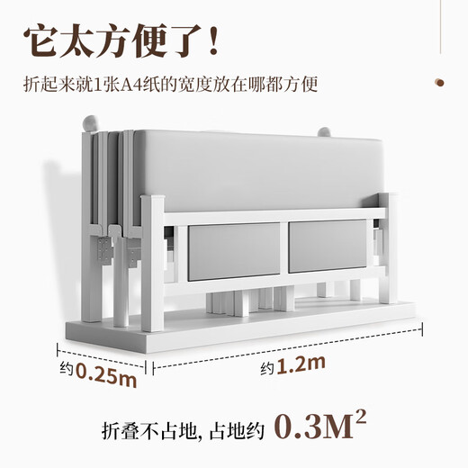 免安装家用折叠床1米5单人床1米2主卧简易小户型成人出租房铁艺床 【24H现货速发】方形灰色【100cm宽】 四折