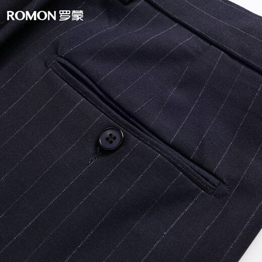 Romon suit men's double-breasted casual retro suit suit slim shopping mall same style wedding groom's dress