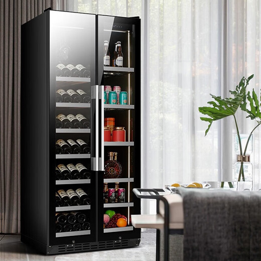 BAIKAILUN variable frequency wine cabinet dual temperature constant temperature red cabinet home living room ice bar office tea refrigerator double door office thin zero embedded bench embedded freezer embedded glass refrigerator mirror dual temperature ice bar + ice bar 800L thin section
